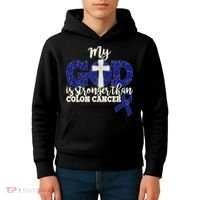 My God Is Stronger Than Colon Cancer Kids Hoodie thumb 4