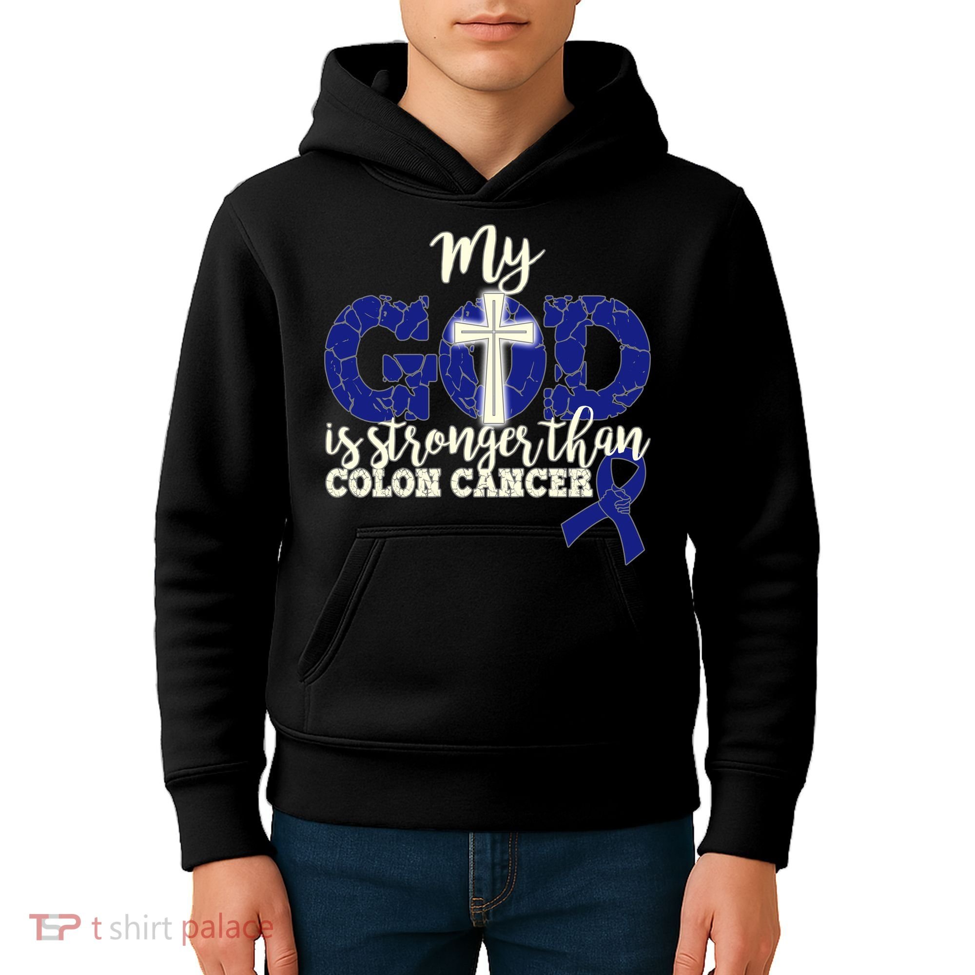 My God Is Stronger Than Colon Cancer Kids Hoodie