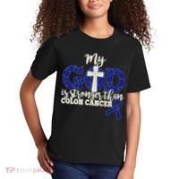 My God Is Stronger Than Colon Cancer Kids T-Shirt thumb 2