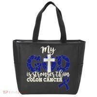My God Is Stronger Than Colon Cancer Tote Bag thumb 0