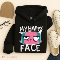 My Happy Cat Face Grumpy Hoodie thumb 4