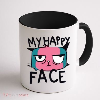 My Happy Cat Face Grumpy Coffee Mug back