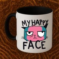 My Happy Cat Face Grumpy Coffee Mug thumb 2