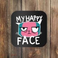 My Happy Cat Face Grumpy Coaster thumb 0