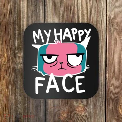 My Happy Cat Face Grumpy Coaster