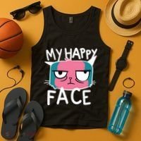 My Happy Cat Face Grumpy Tank Top thumb 4