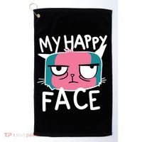 My Happy Cat Face Grumpy Golf Towel thumb 0