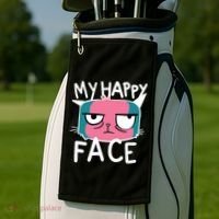 My Happy Cat Face Grumpy Golf Towel thumb 2