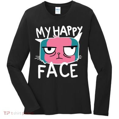 My Happy Cat Face Grumpy Women's Long Sleeve Shirt