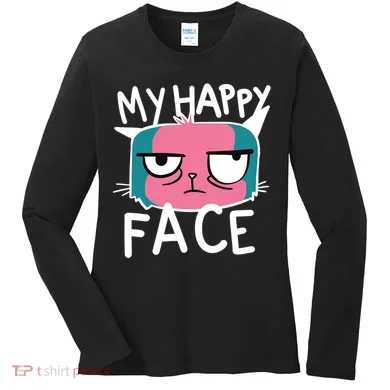 My Happy Cat Face Grumpy Women's Long Sleeve Shirt
