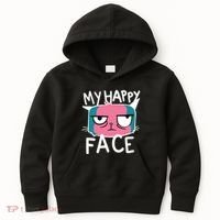 My Happy Cat Face Grumpy Kids Hoodie thumb 0