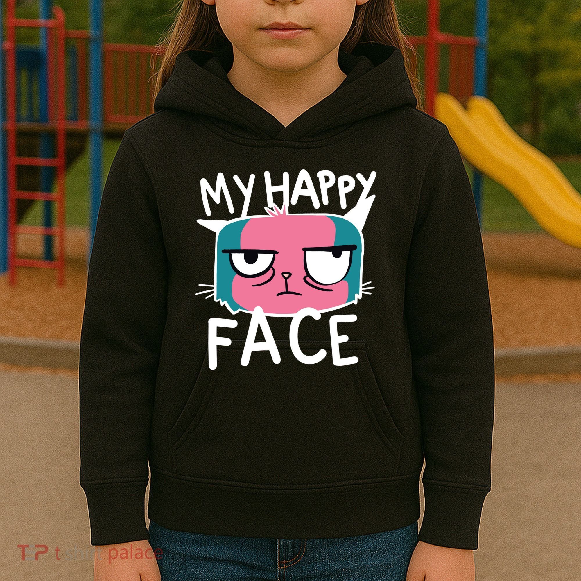 My Happy Cat Face Grumpy Kids Hoodie