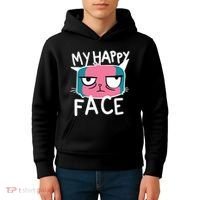 My Happy Cat Face Grumpy Kids Hoodie thumb 4