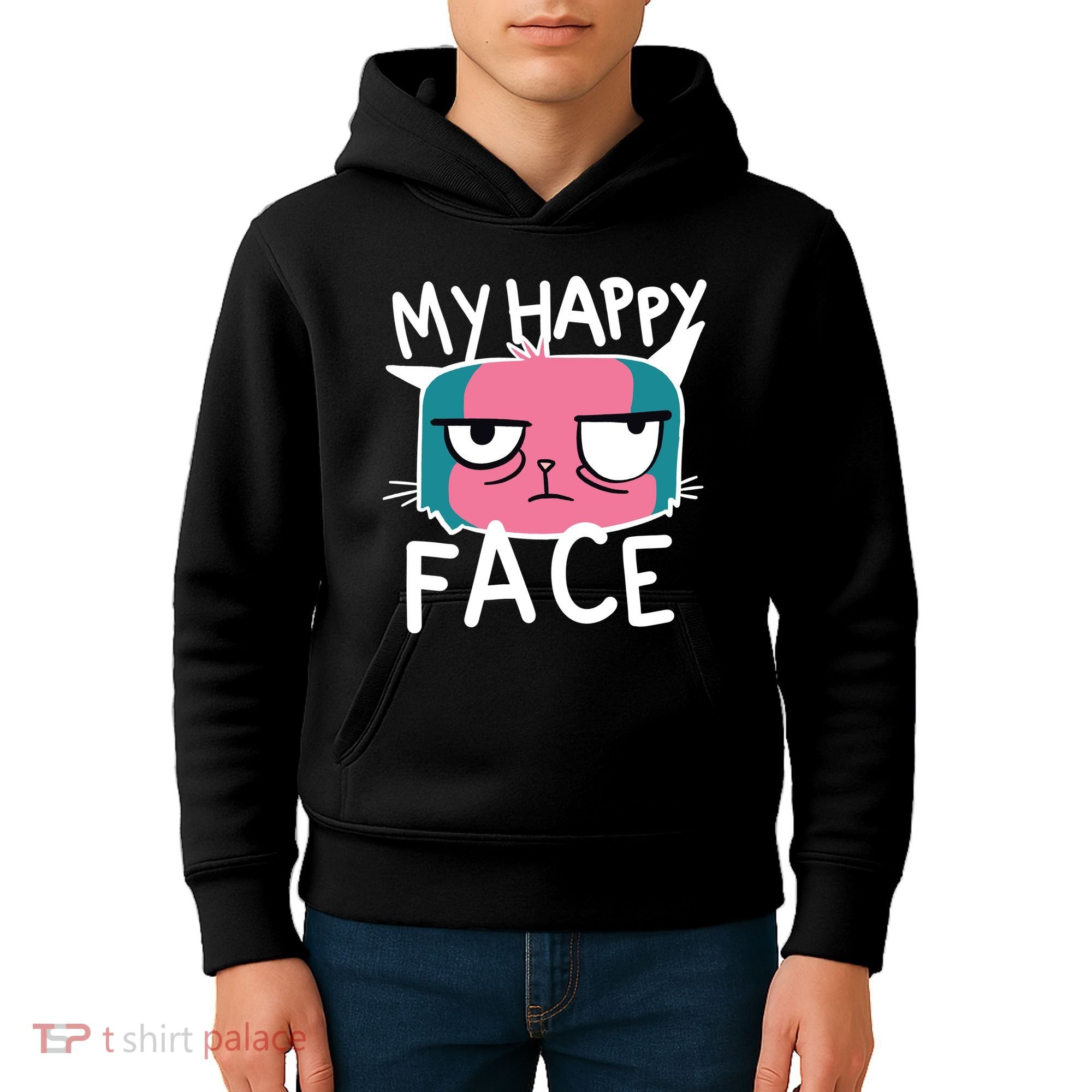 My Happy Cat Face Grumpy Kids Hoodie