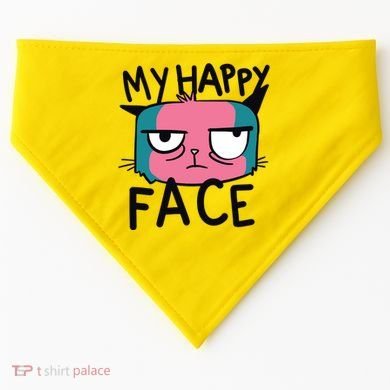 My Happy Cat Face Grumpy USA-Made Doggie Bandana