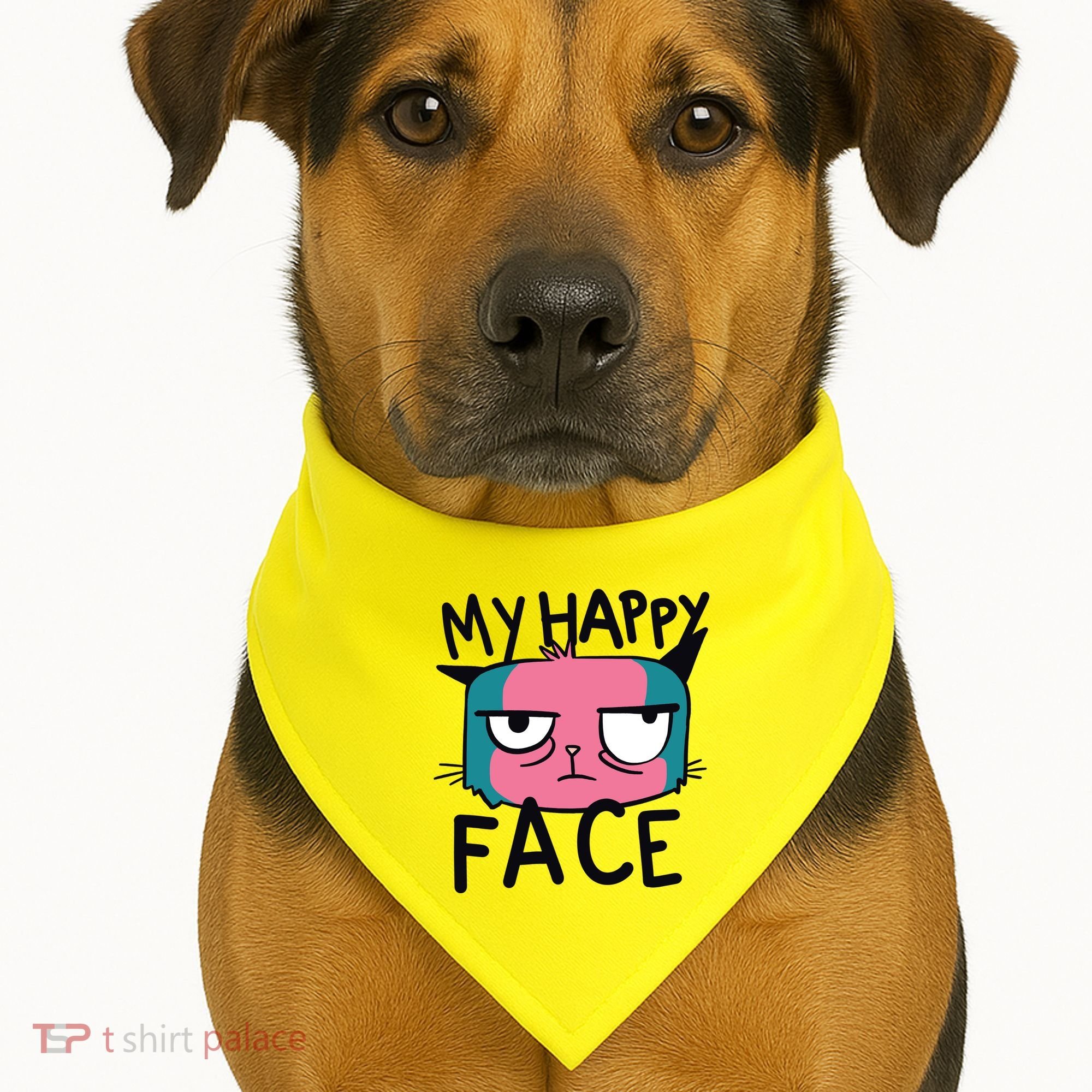 My Happy Cat Face Grumpy USA-Made Doggie Bandana