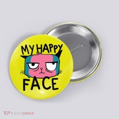 My Happy Cat Face Grumpy Button