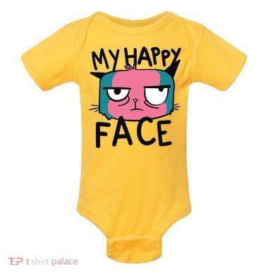 My Happy Cat Face Grumpy Baby Bodysuit
