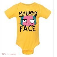 My Happy Cat Face Grumpy Baby Bodysuit thumb 0