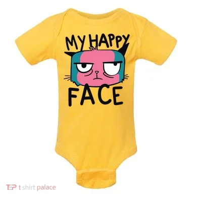 My Happy Cat Face Grumpy Baby Bodysuit