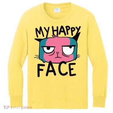 My Happy Cat Face Grumpy Kids Long Sleeve Shirt