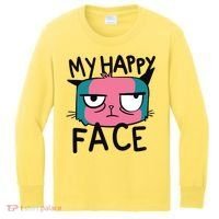My Happy Cat Face Grumpy Kids Long Sleeve Shirt thumb 0