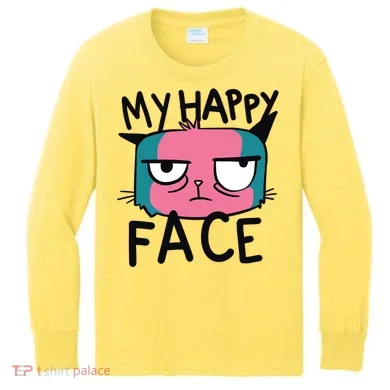 My Happy Cat Face Grumpy Kids Long Sleeve Shirt
