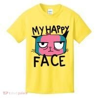 My Happy Cat Face Grumpy Kids T-Shirt thumb 0