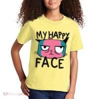 My Happy Cat Face Grumpy Kids T-Shirt thumb 2