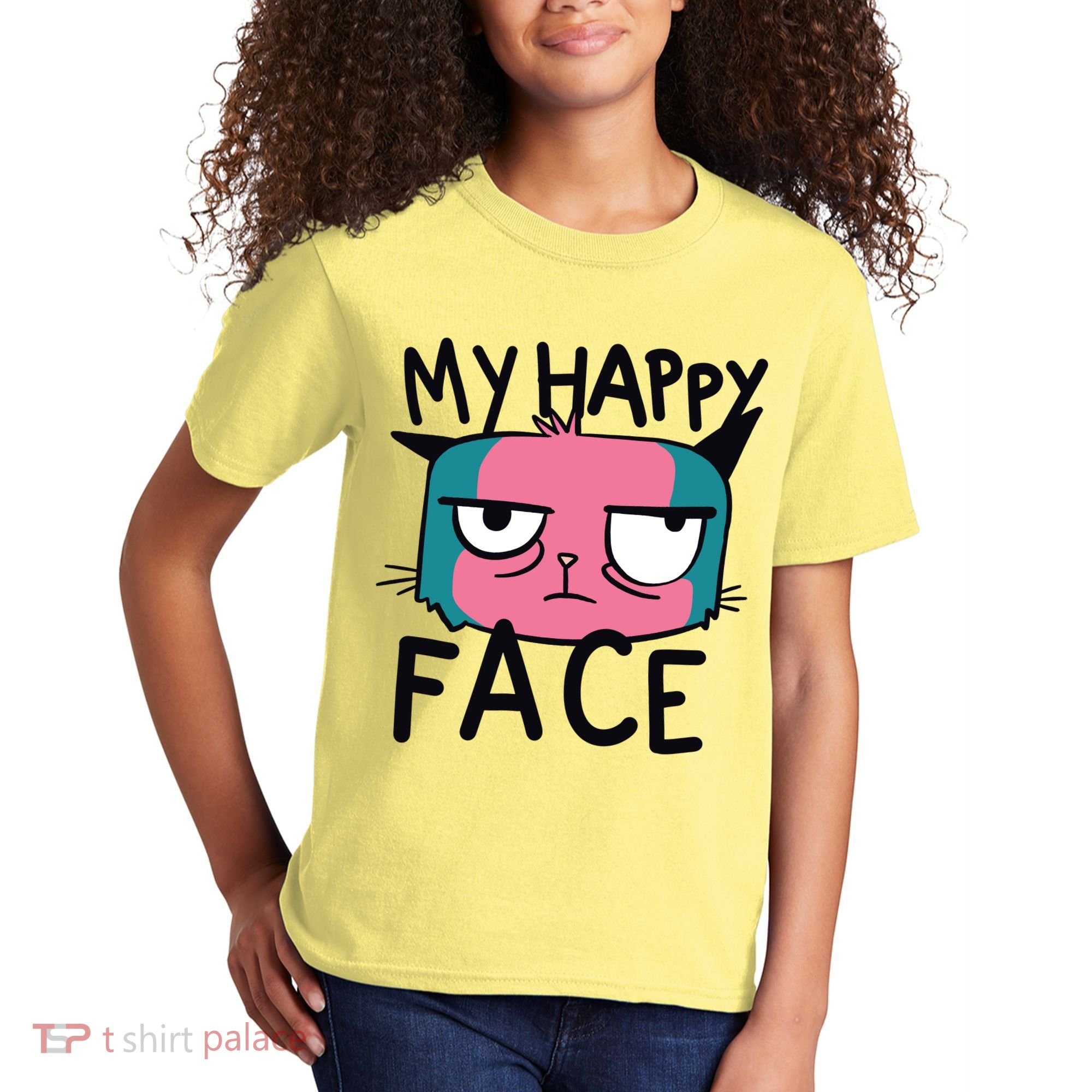 My Happy Cat Face Grumpy Kids T-Shirt