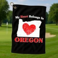My Heart Belongs In Oregon Golf Towel thumb 1