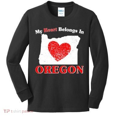 My Heart Belongs In Oregon Kids Long Sleeve Shirt