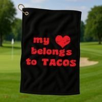 My Heart Belongs To Tacos Valentines Day Golf Towel thumb 1