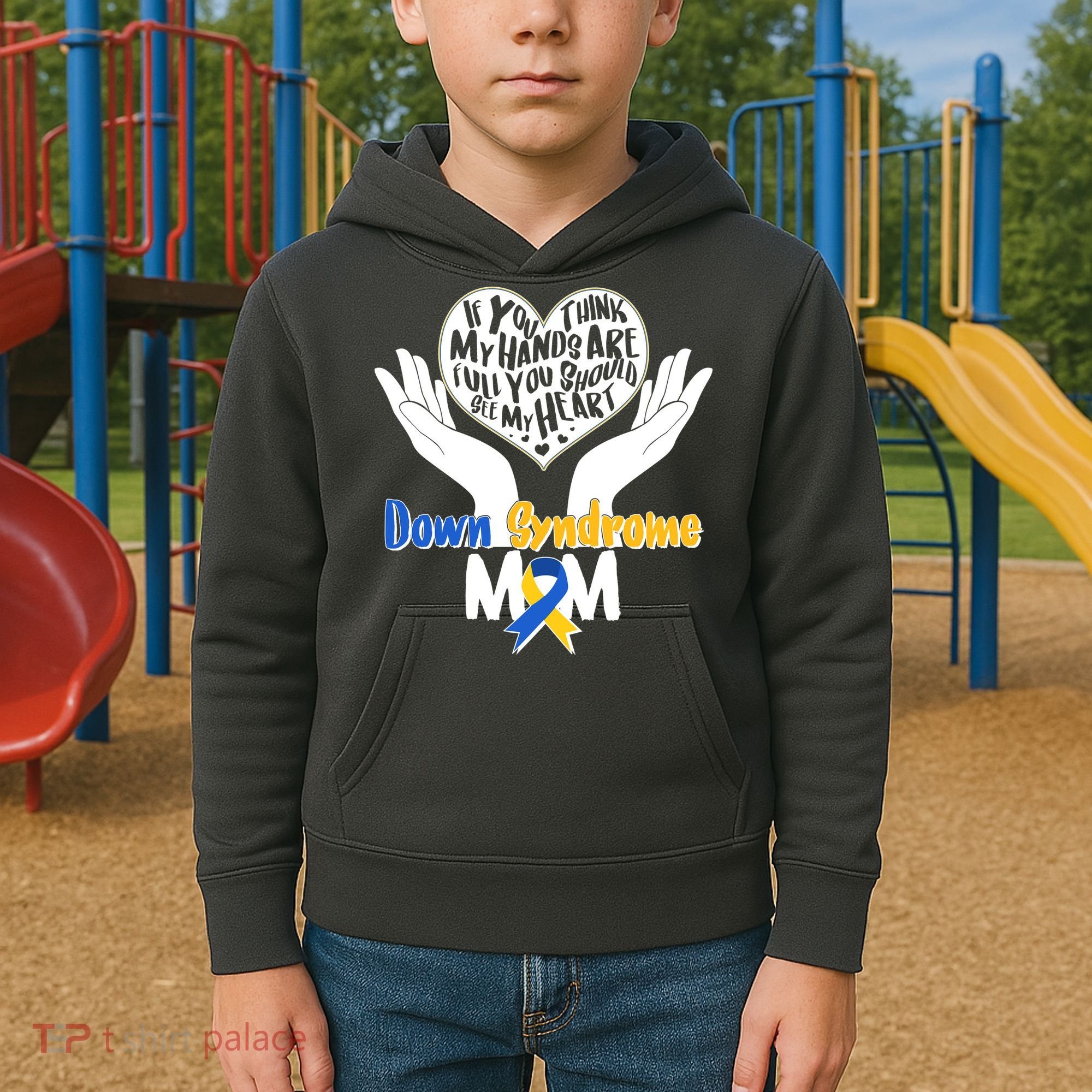 My Heart is Full - Down Syndrome Mom Kids Hoodie