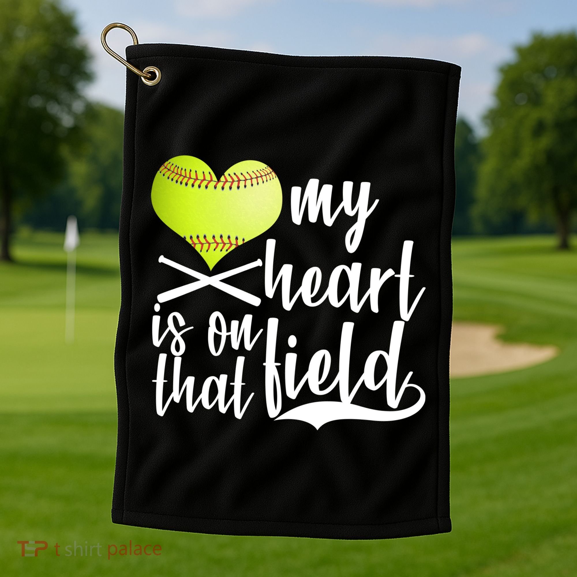 My Heart Is On That Field Baseball Golf Towel