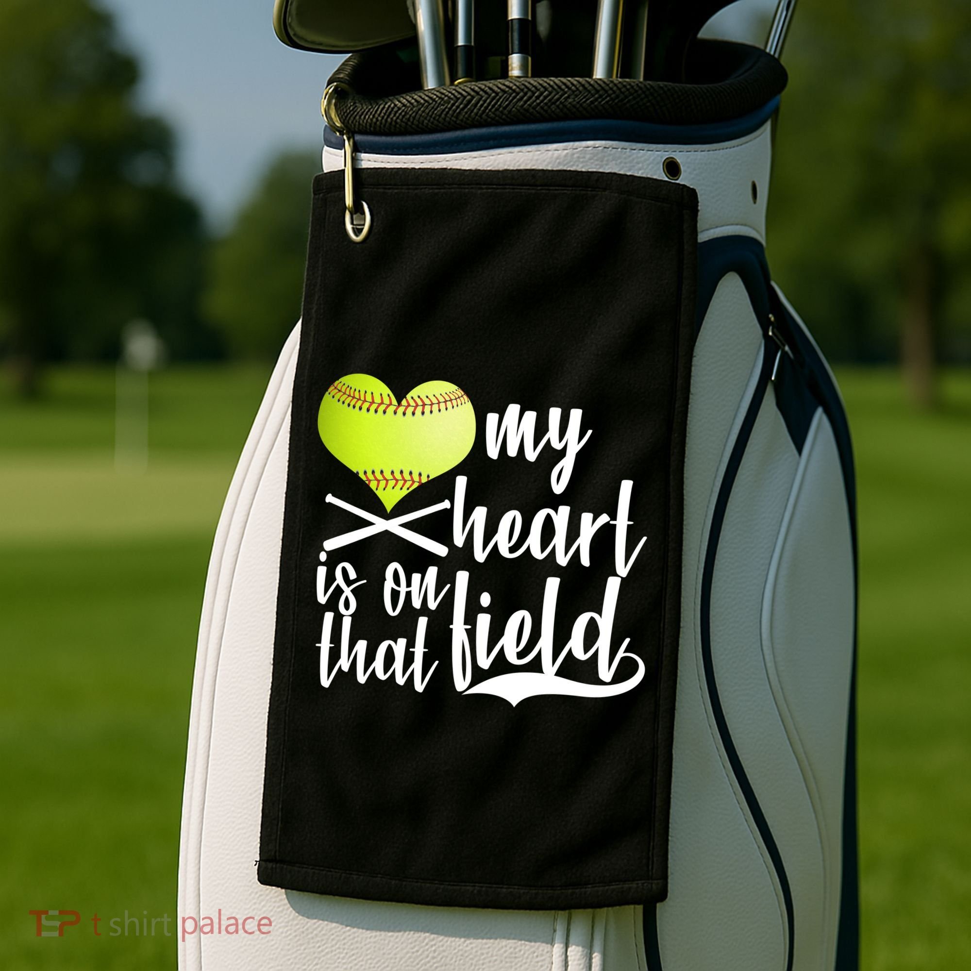 My Heart Is On That Field Baseball Golf Towel