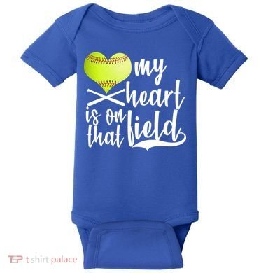 My Heart Is On That Field Baseball Baby Bodysuit