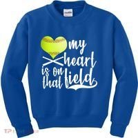 My Heart Is On That Field Baseball Kids Sweatshirt thumb 0