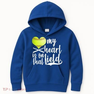 My Heart Is On That Field Baseball Kids Hoodie