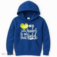 My Heart Is On That Field Baseball Kids Hoodie thumb 0