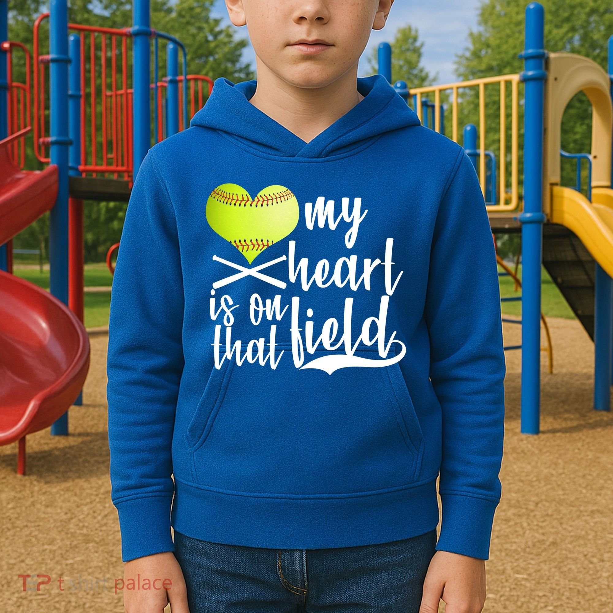 My Heart Is On That Field Baseball Kids Hoodie