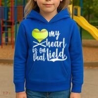 My Heart Is On That Field Baseball Kids Hoodie thumb 3