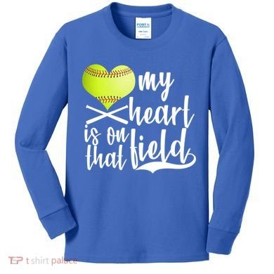 My Heart Is On That Field Baseball Kids Long Sleeve Shirt