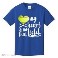 My Heart Is On That Field Baseball Kids T-Shirt thumb 0