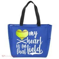 My Heart Is On That Field Baseball Tote Bag thumb 0