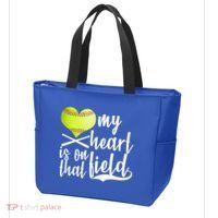 My Heart Is On That Field Baseball Tote Bag thumb 3