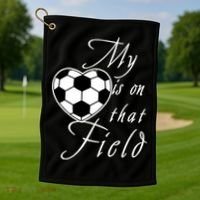 My Heart Is On that Field Cute Soccer Golf Towel thumb 1