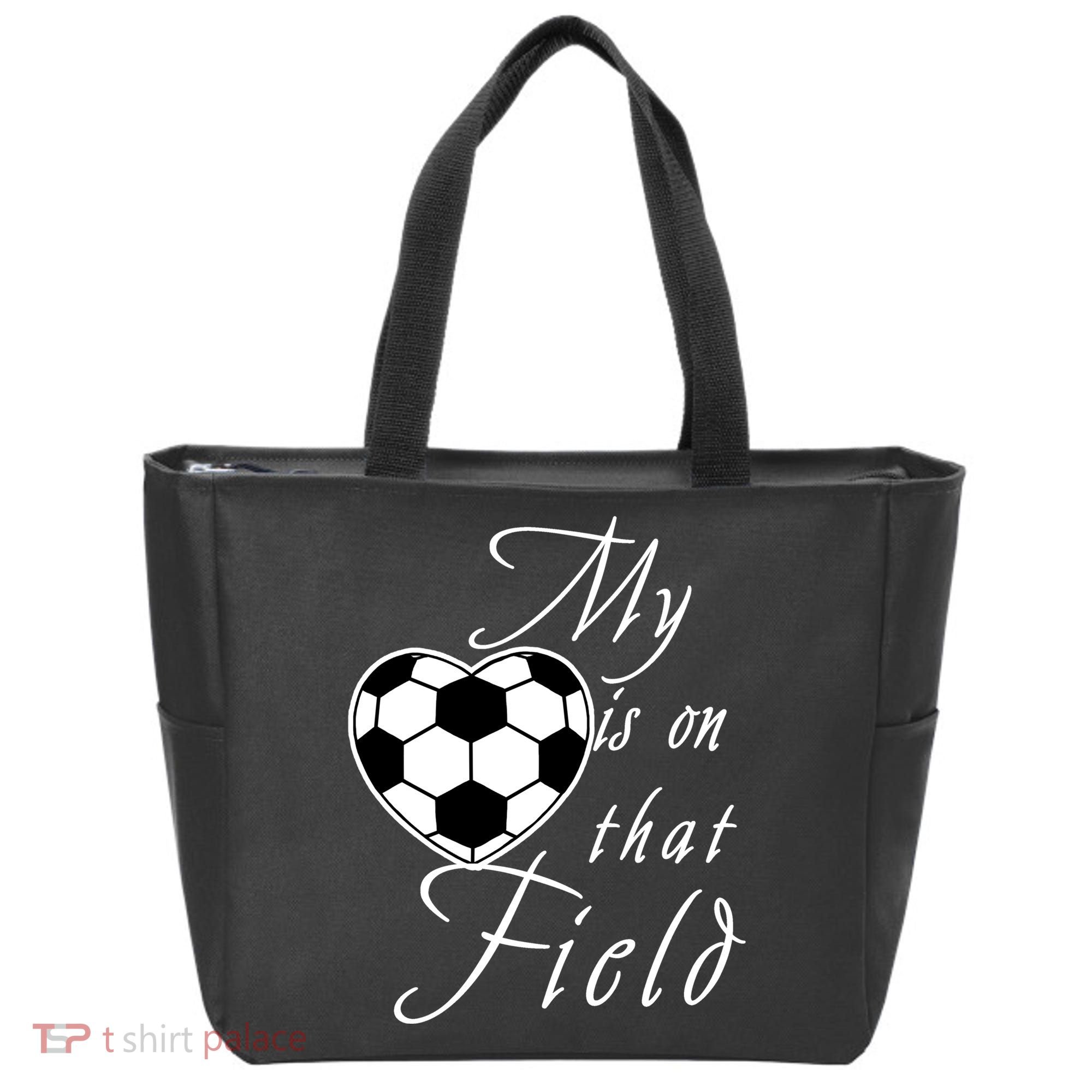My Heart Is On that Field Cute Soccer Tote Bag