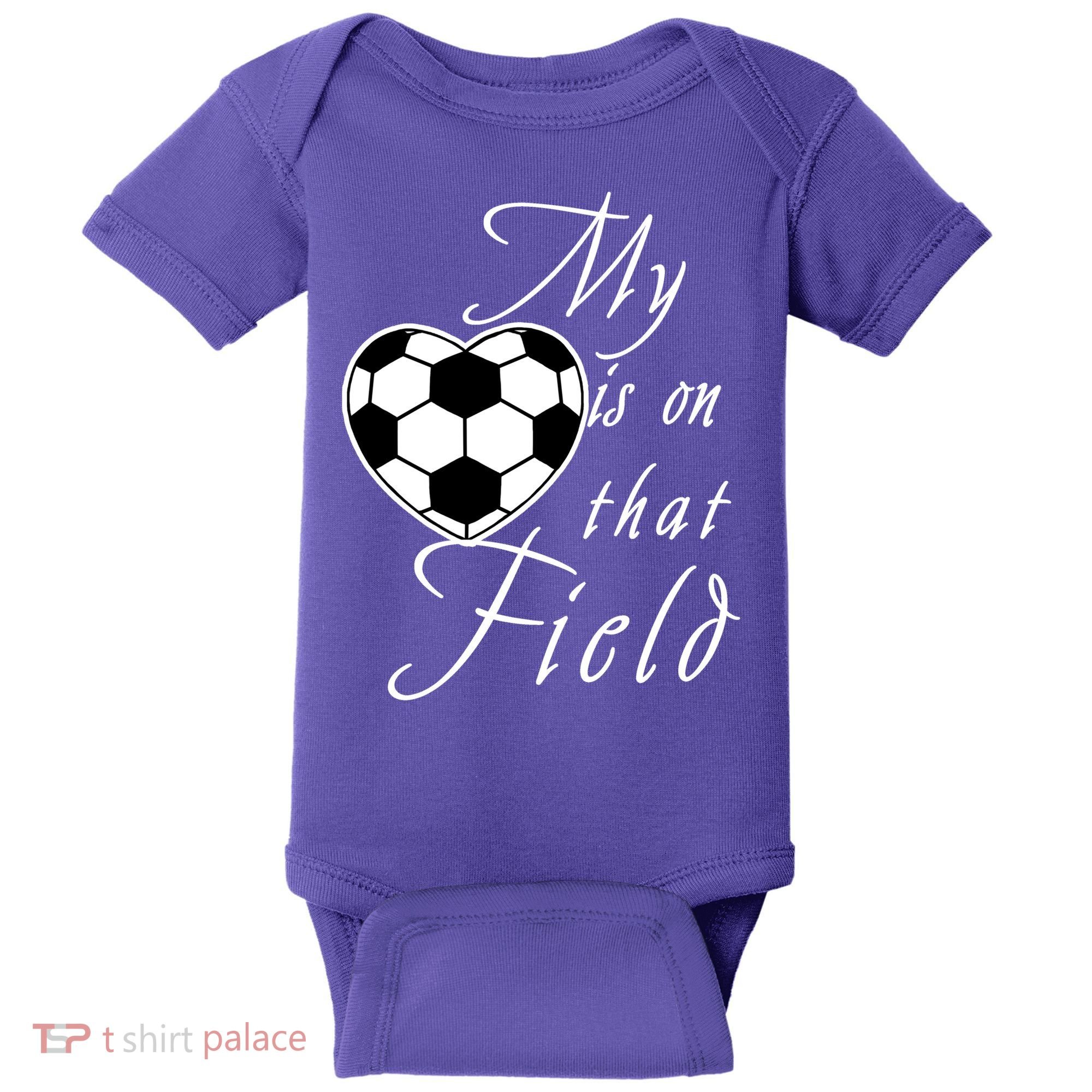 My Heart Is On that Field Cute Soccer Baby Bodysuit