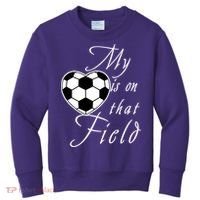 My Heart Is On that Field Cute Soccer Kids Sweatshirt thumb 0